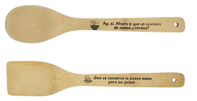 Paletas y cucharas con texto grabado láser 2,5 € Paletas y cucharas con texto grabado láser 2,5 €